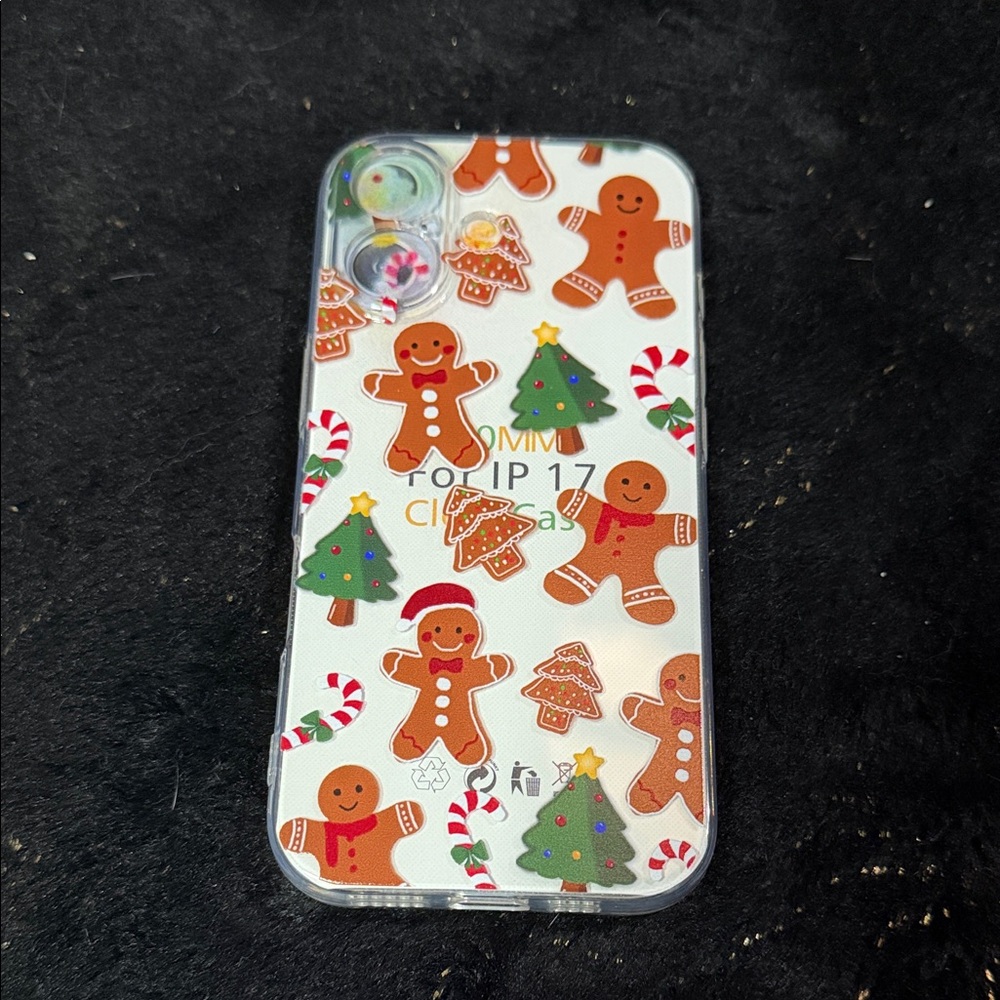 iPhone 17 gingerbread man clear Christmas phone case